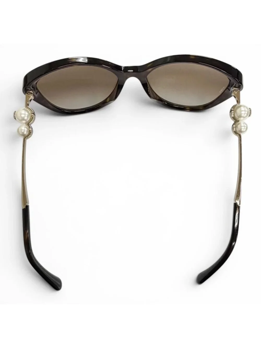 Chanel CC Logo Faux Pearl with Tortoiseshell Pattern Sunglasses Eyewear Brown